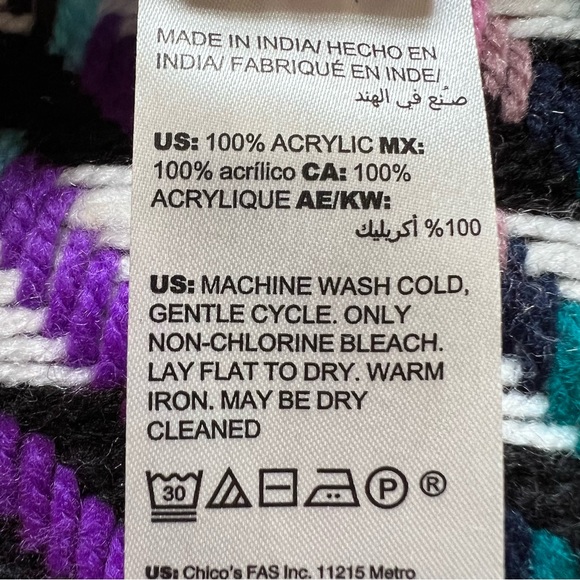 ⭐️ Chico’s One Size Fits All Multicolor Houndstooth Poncho Wrap STUNNING - Picture 10 of 13